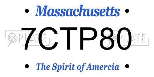 7CTP80 Massachusetts License Plate