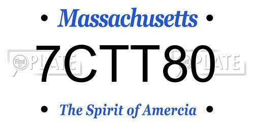 7CTT80 Massachusetts License Plate
