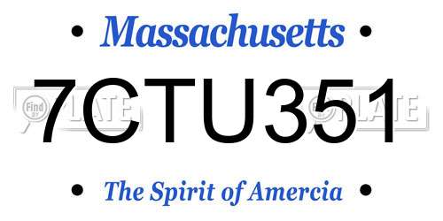 7CTU351 Massachusetts License Plate