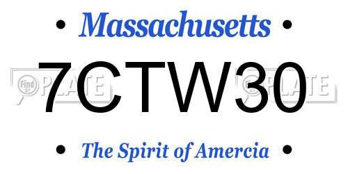 7CTW30 Massachusetts License Plate