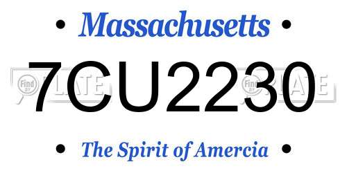 7CU2230 Massachusetts License Plate