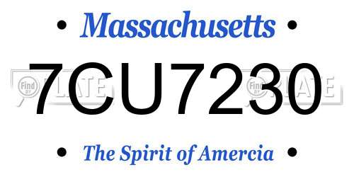 7CU7230 Massachusetts License Plate