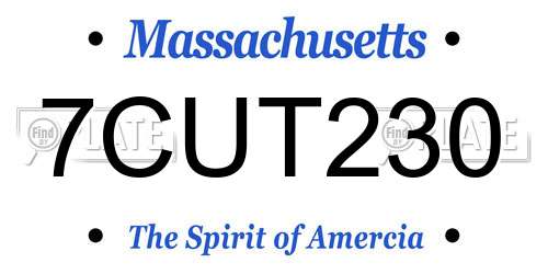 7CUT230 Massachusetts License Plate