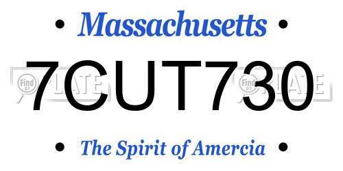 7CUT730 Massachusetts License Plate