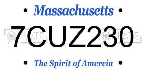 7CUZ230 Massachusetts License Plate