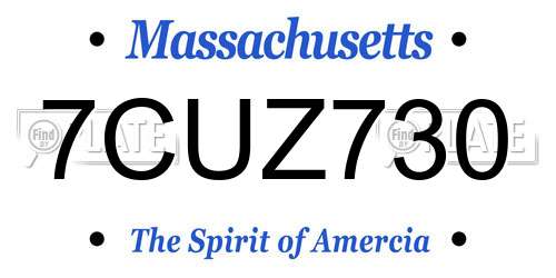 7CUZ730 Massachusetts License Plate