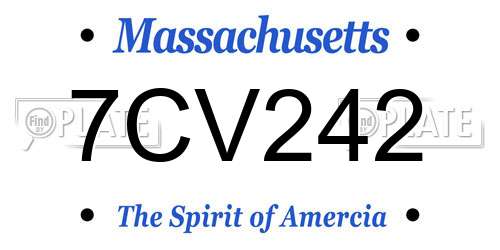 7CV242 Massachusetts License Plate