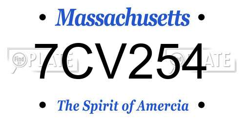7CV254 Massachusetts License Plate