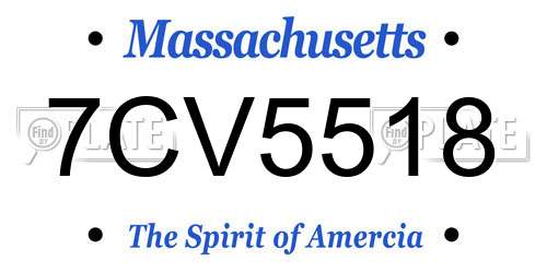 7CV5518 Massachusetts License Plate