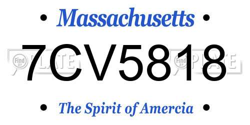 7CV5818 Massachusetts License Plate