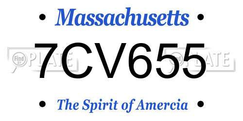7CV655 Massachusetts License Plate