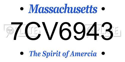 7CV6943 Massachusetts License Plate