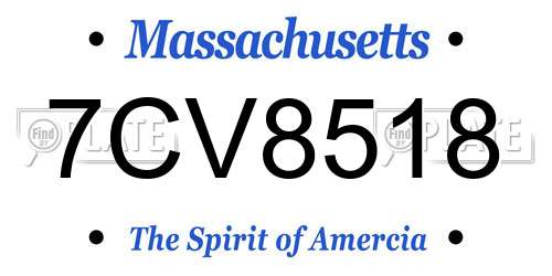 7CV8518 Massachusetts License Plate