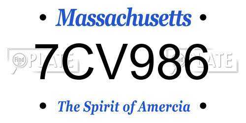 7CV986 Massachusetts License Plate