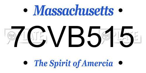 7CVB515 Massachusetts License Plate