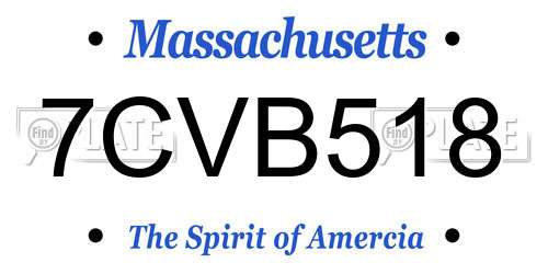 7CVB518 Massachusetts License Plate