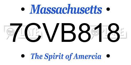 7CVB818 Massachusetts License Plate