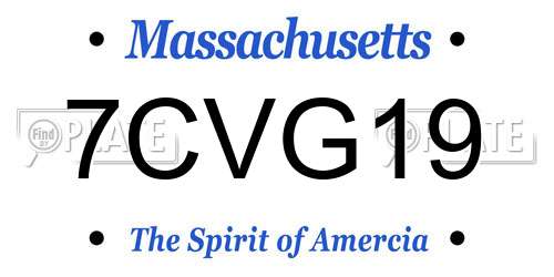 7CVG19 Massachusetts License Plate