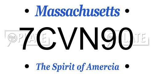 7CVN90 Massachusetts License Plate