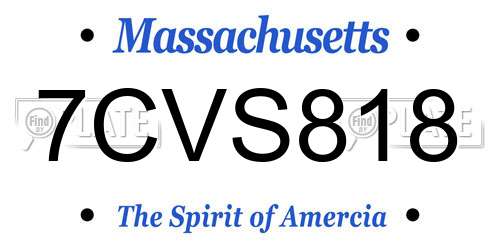 7CVS818 Massachusetts License Plate