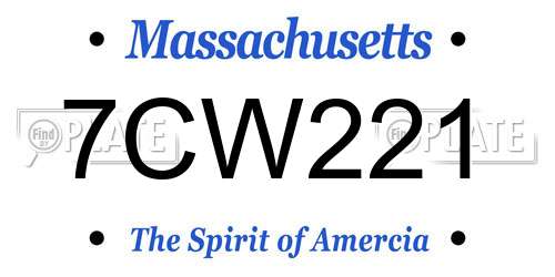 7CW221 Massachusetts License Plate