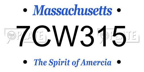 7CW315 Massachusetts License Plate