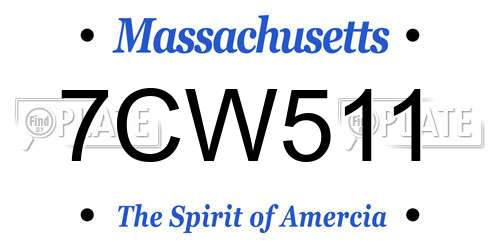 7CW511 Massachusetts License Plate