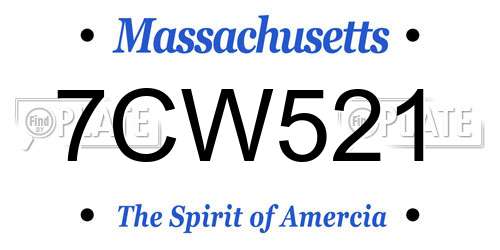 7CW521 Massachusetts License Plate