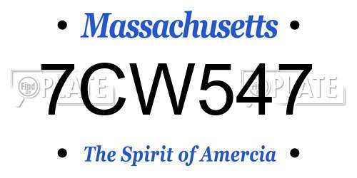 7CW547 Massachusetts License Plate