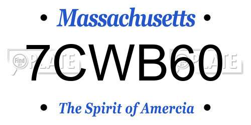 7CWB60 Massachusetts License Plate