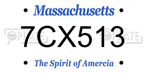 7CX513 Massachusetts License Plate
