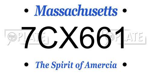 7CX661 Massachusetts License Plate