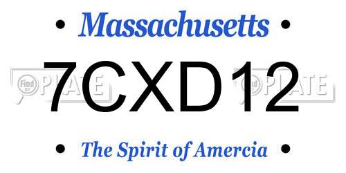 7CXD12 Massachusetts License Plate