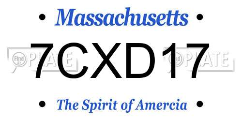 7CXD17 Massachusetts License Plate