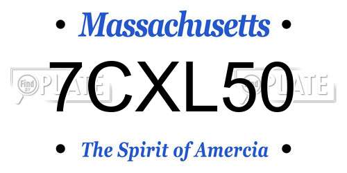 7CXL50 Massachusetts License Plate