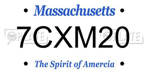 7CXM20 Massachusetts License Plate