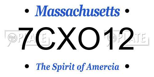 7CXO12 Massachusetts License Plate