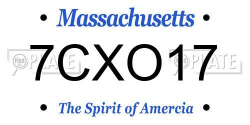 7CXO17 Massachusetts License Plate