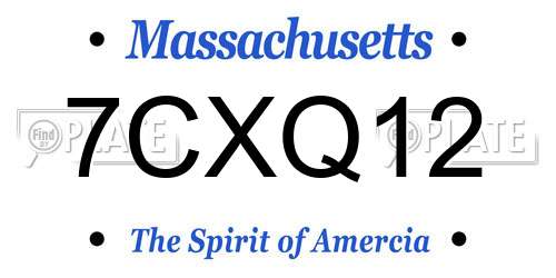 7CXQ12 Massachusetts License Plate