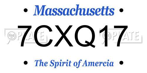 7CXQ17 Massachusetts License Plate