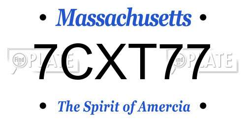 7CXT77 Massachusetts License Plate