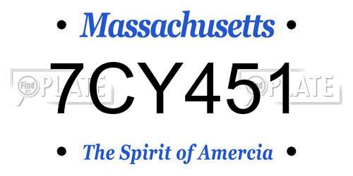 7CY451 Massachusetts License Plate