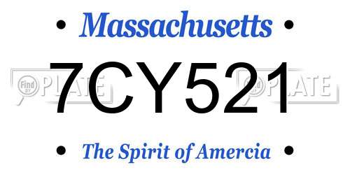 7CY521 Massachusetts License Plate