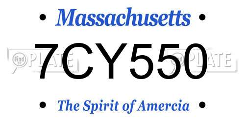 7CY550 Massachusetts License Plate