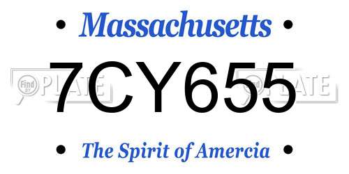 7CY655 Massachusetts License Plate
