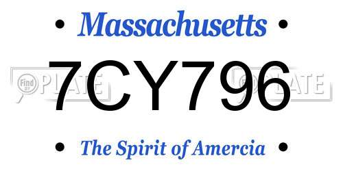 7CY796 Massachusetts License Plate