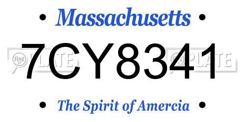 7CY8341 Massachusetts License Plate