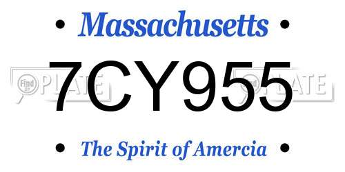 7CY955 Massachusetts License Plate