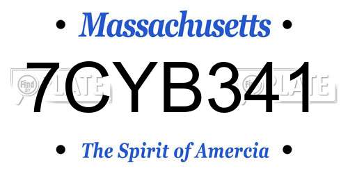 7CYB341 Massachusetts License Plate