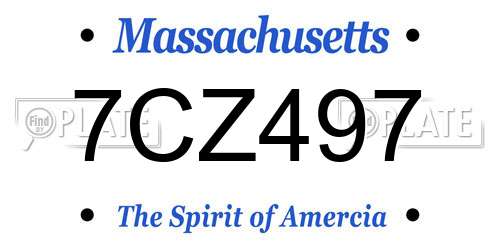 7CZ497 Massachusetts License Plate